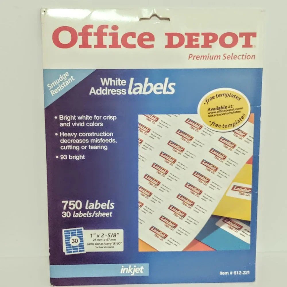 Office Depot Premium Selection Item #612-221 White Address Labels